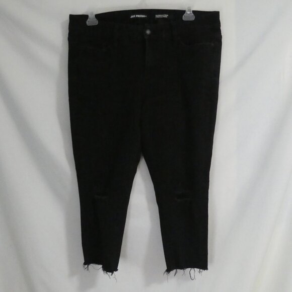 JOE FRESH + | size 16 | Classic Slim | Black Distressed Bermuda Denim Jeans - Picture 1 of 16